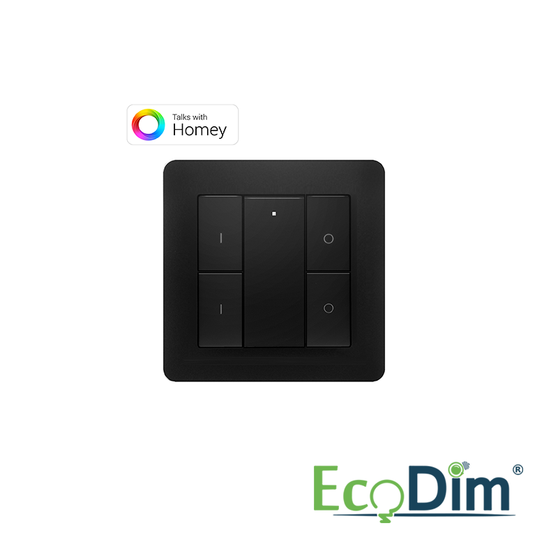 ECODIM | DRAADLOZE SCHAKELAAR ZIGBEE | 2 GROEPEN | ZWART