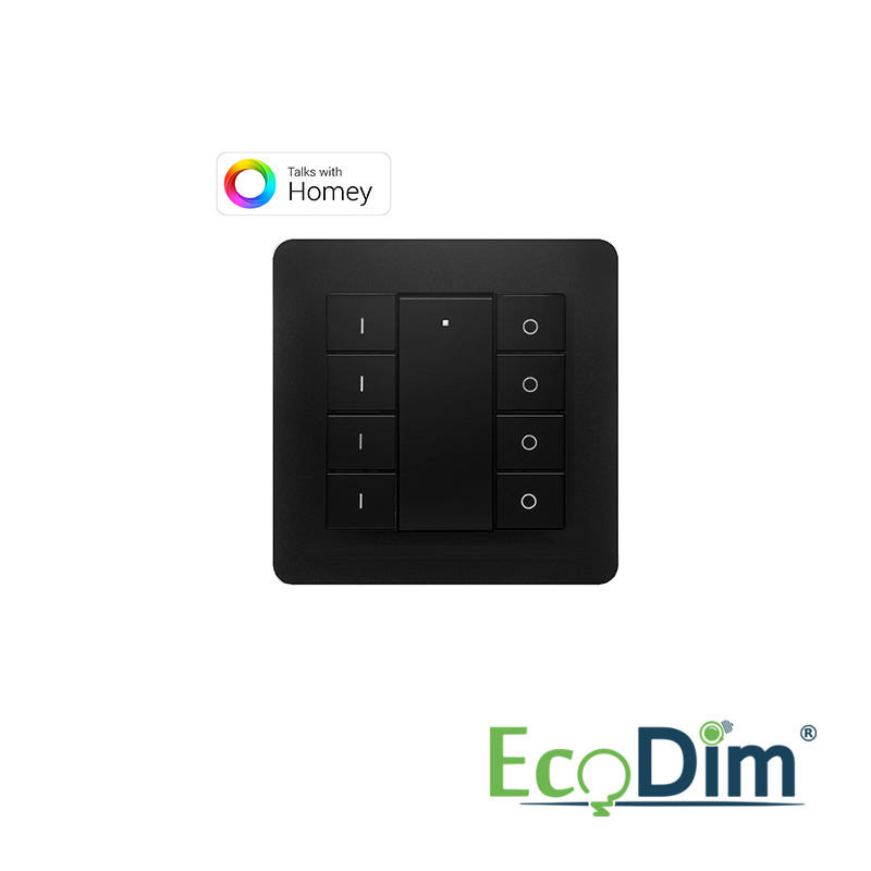 ECODIM | DRAADLOZE SCHAKELAAR ZIGBEE | 4 GROEPEN | ZWART