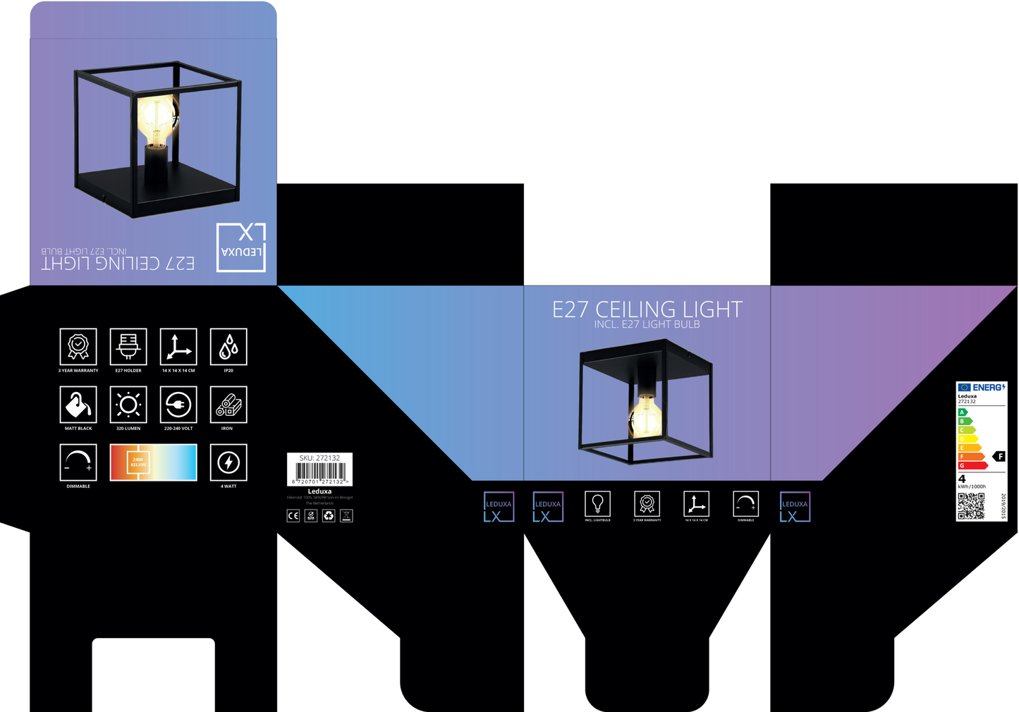 Plafondlamp Vierkant 4W. MDRLED®