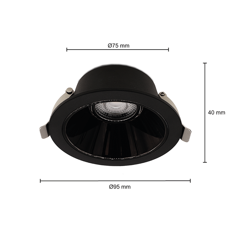 LED DOWNLIGHT CCT-SWITCH Ø75MM 7W ZWART MDRLED®