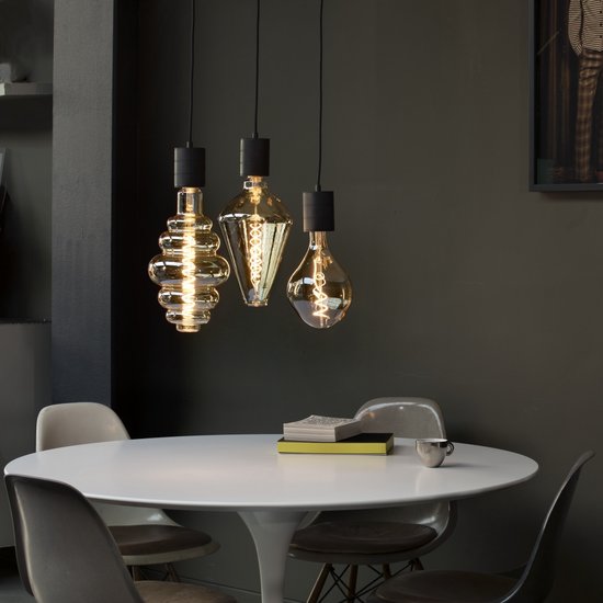 Calex Retro Deckenleuchte - 3x E27 - Industrielle Pendelleuchte - Ø40cm Runde Pendelleuchte - Schwarze MDRLED