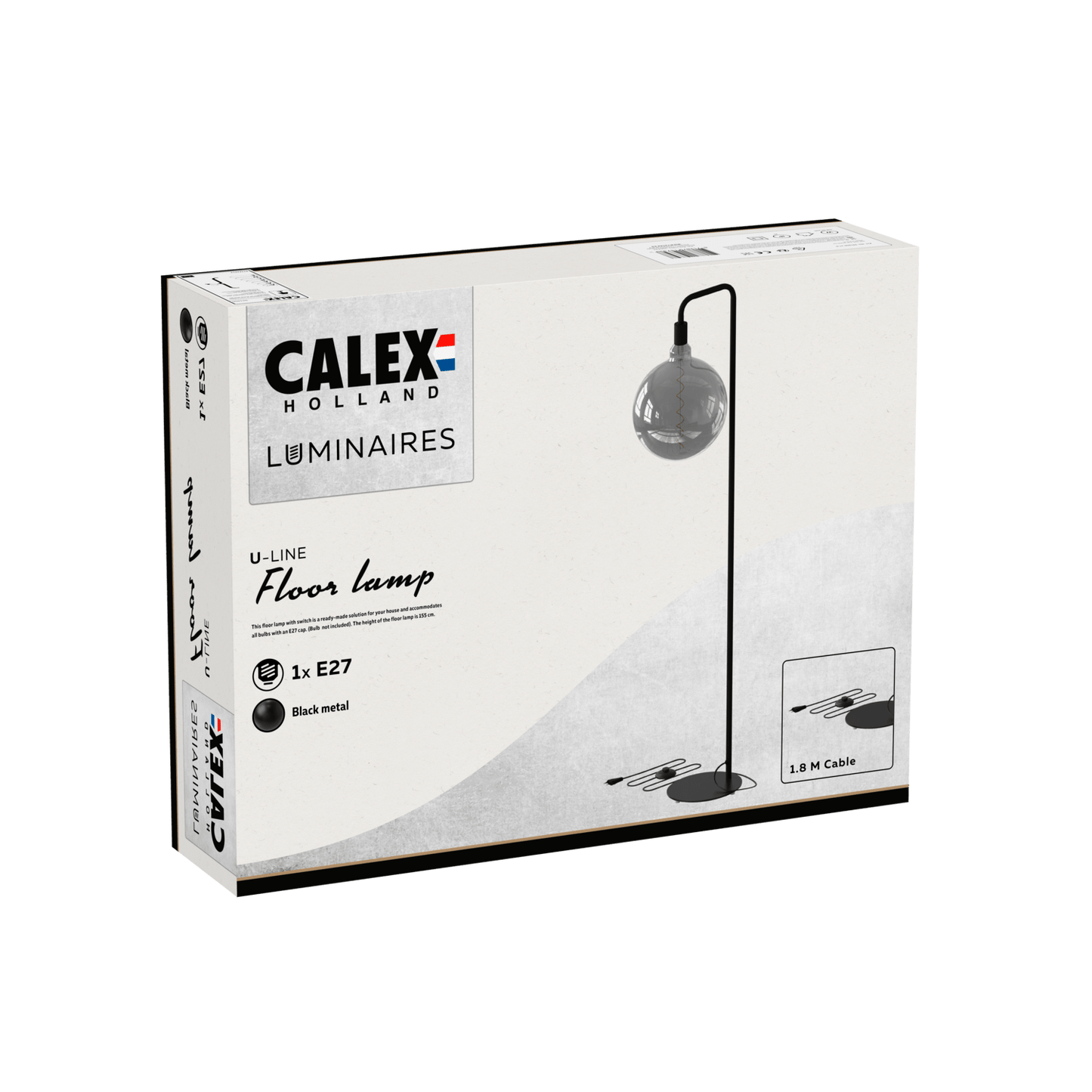 Calex U-Line Stehleuchte - E27 - Schwarz MDRLED