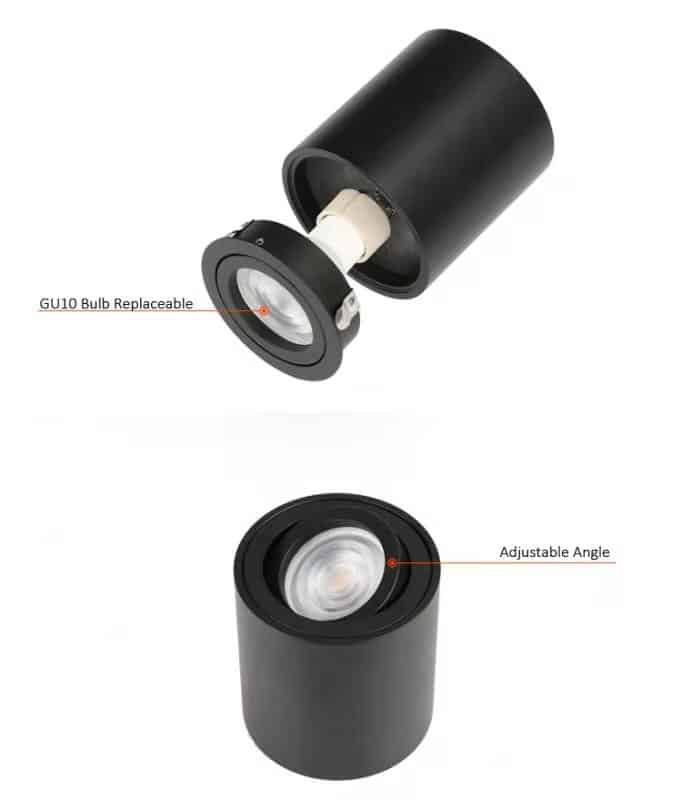 AUFBAU-SPOT SCHWARZ mit GU10-FASSUNG MDRLED®
