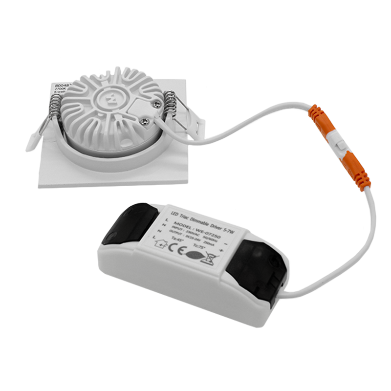 LED Einbaustrahler Einbautiefe 26mm 6W DIM WEISS Ø75-81mm 2700K MDRLED®
