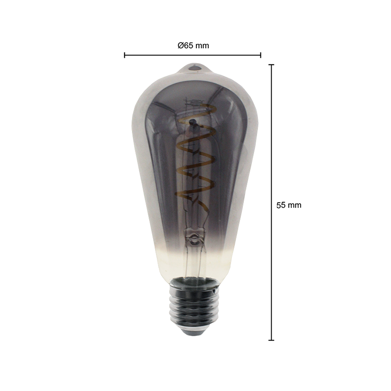 LED-Glühfaden E27 Edison Dimmbar Rauchig 6W MDRLED®