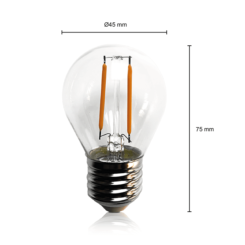 LED-Filament E27 G45 Klarglas 1W MDRLED®