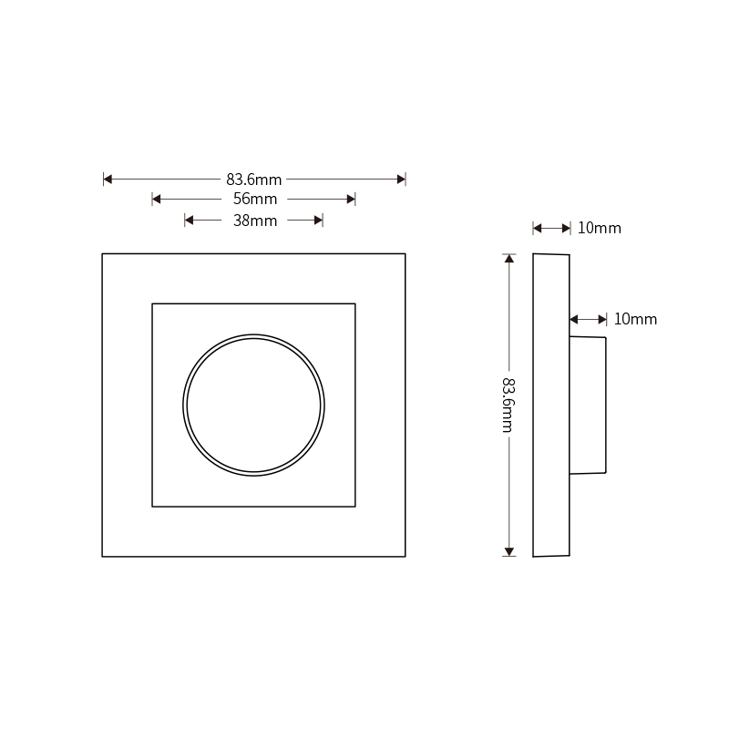 ENKELE DIMMER AFDEKPLAAT ZWART of WIT MDRLED®