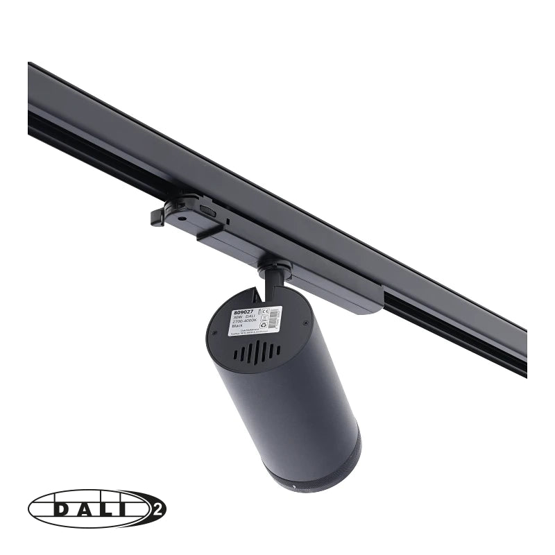 DALI 3-Fase Railspot Zoomable 20–35W Zwart/Wit CCT-Switch DALI Dimbaar 15°–55°