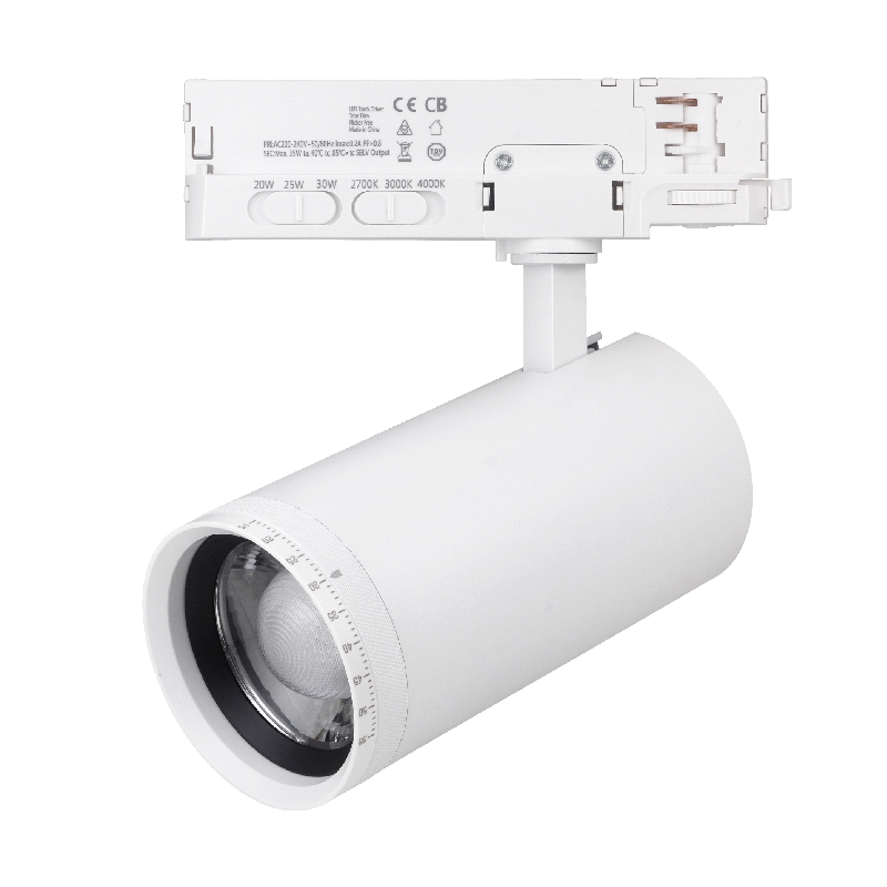 Zoomable 3-Fase Railspot – 20W/25W/30W Wit Verstelbare Lichtbundel CCT-Switch CRI 90