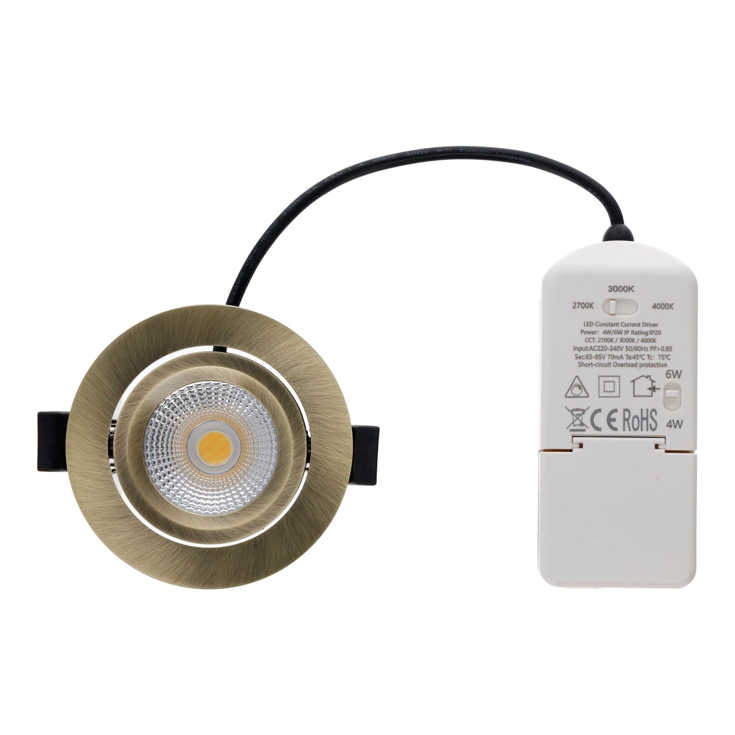 LED Inbouwspot LUNA 4- 6W Dimbaar Brons CCT-Switch IP65
