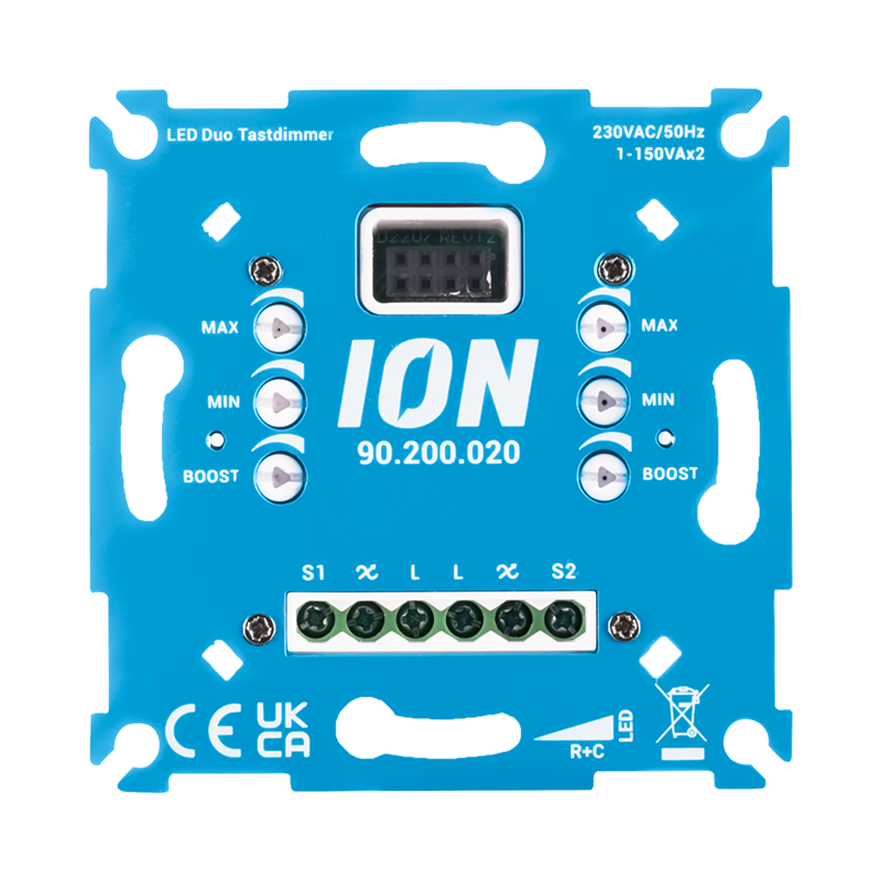 LED DUO TASTDIMMER 2×0.3-150 WATT (90.200.020) ION INDUSTRIES MDRLED®