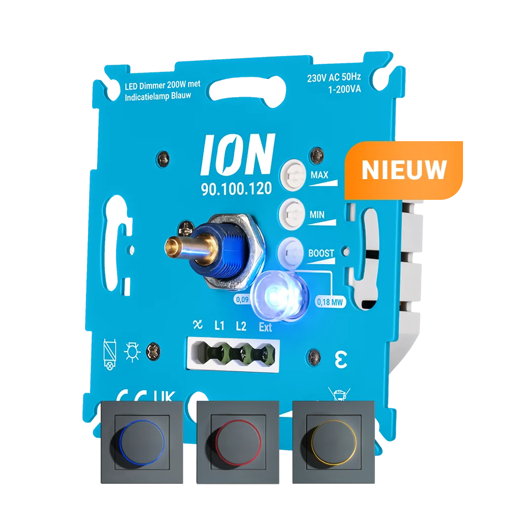 ION INDUSTRIES | LED Dimmer 200 Watt met Indicatielamp Blauw