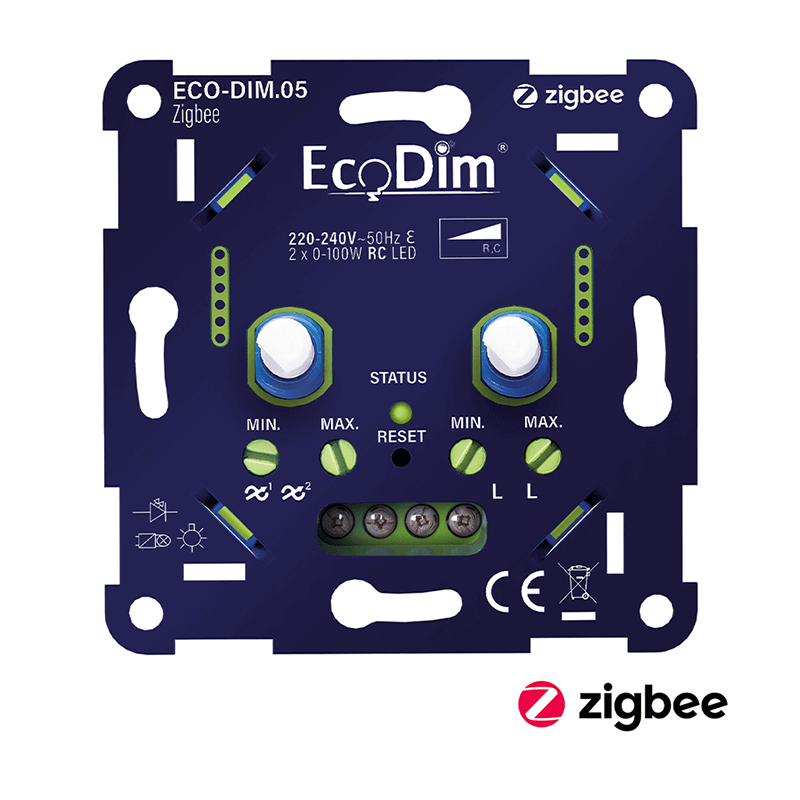 Zigbee LED Dimmer Duo – 2x 0-100W, Faseafsnijding (RC), ECO-DIM.05-ZIGBEE Slimme Verlichting
