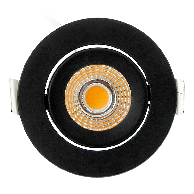 ECODIM ED-10062 LED-Einbaustrahler, geringe Einbautiefe, IP54, Maße zu warm 55 mm. RUNDE SCHWARZE MDRLED®