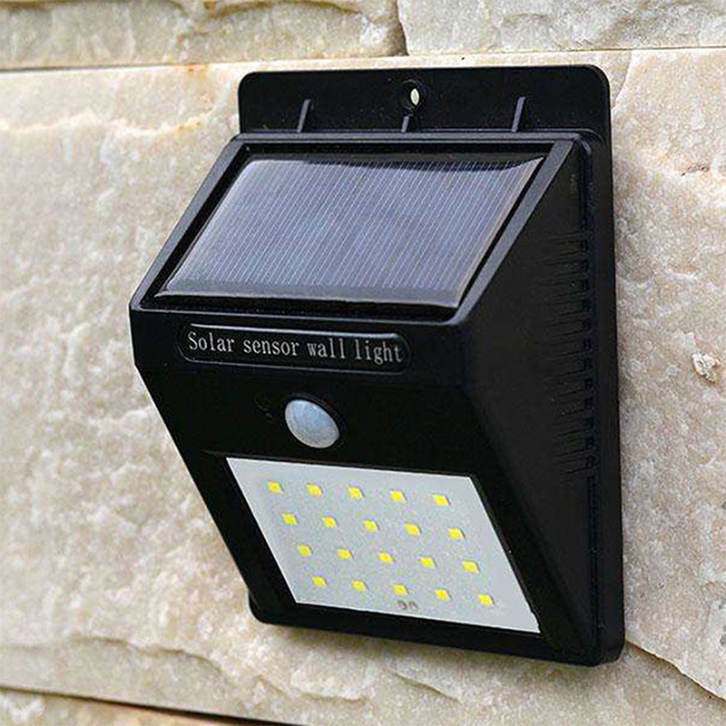 Wandlamp Solar met Sensor – Duurzame Buitenverlichting, 20 LED’s Zonne-energie