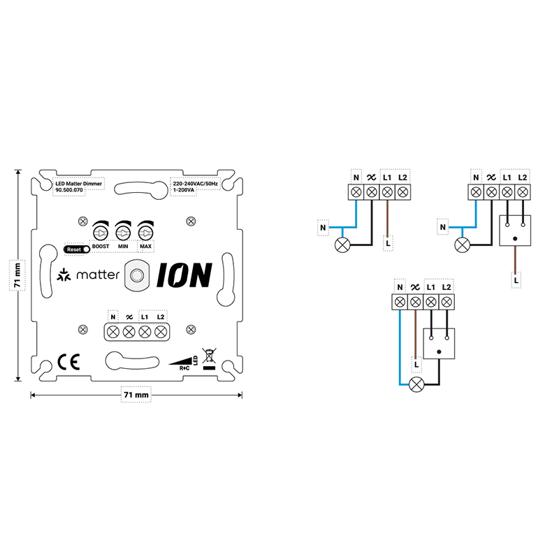 MATTER TRIAC LED DIMMER 0.3-200 Watt ION INDUSTRIES MDRLED®