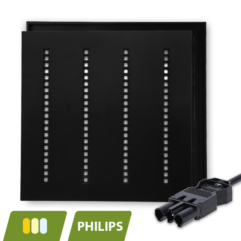 Louvre LED Paneel 60x60 Zwart 30W – UGR<16 – CCT Switch – Met 3-SWP Snoer