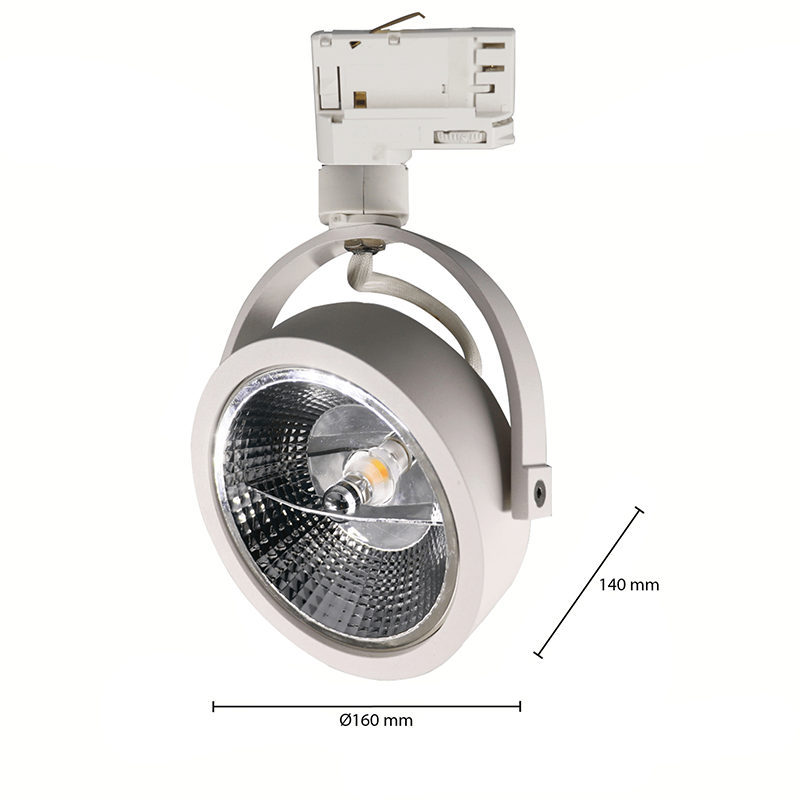 AR111 3-FASE RAIL ARMATUUR GU10 WIT. MDRLED®