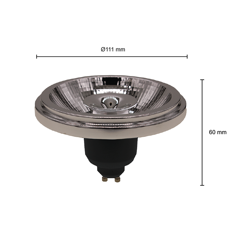 LED AR111 GU10 SPOT 24° 12W ZWART 2700K 4000K MDRLED®
