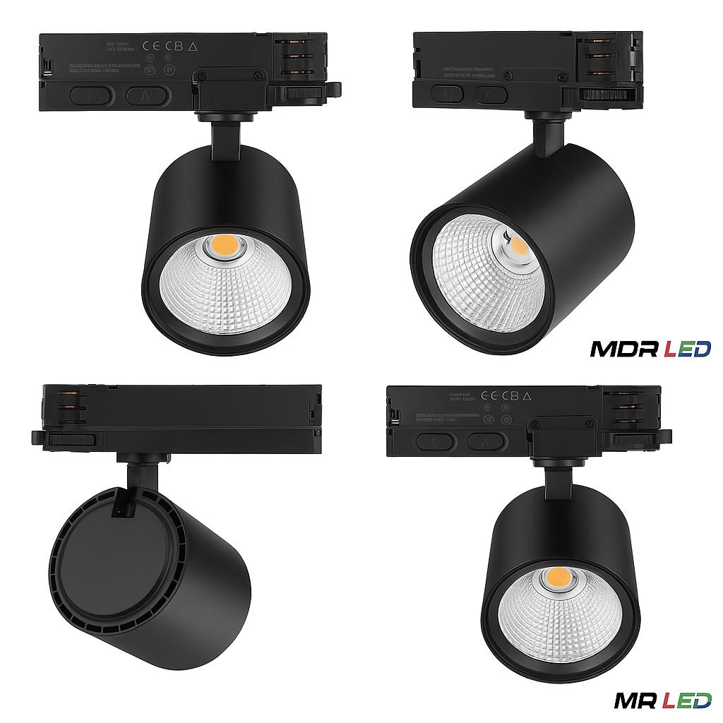 3-Fase Railspot Zwart 10W–30W Dimbaar CCT Switch MDRLED®