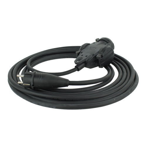 Verlengkabel 10m H07RN-F 3x2,5 – Schuko + 3V Contrastekker MDRLED®