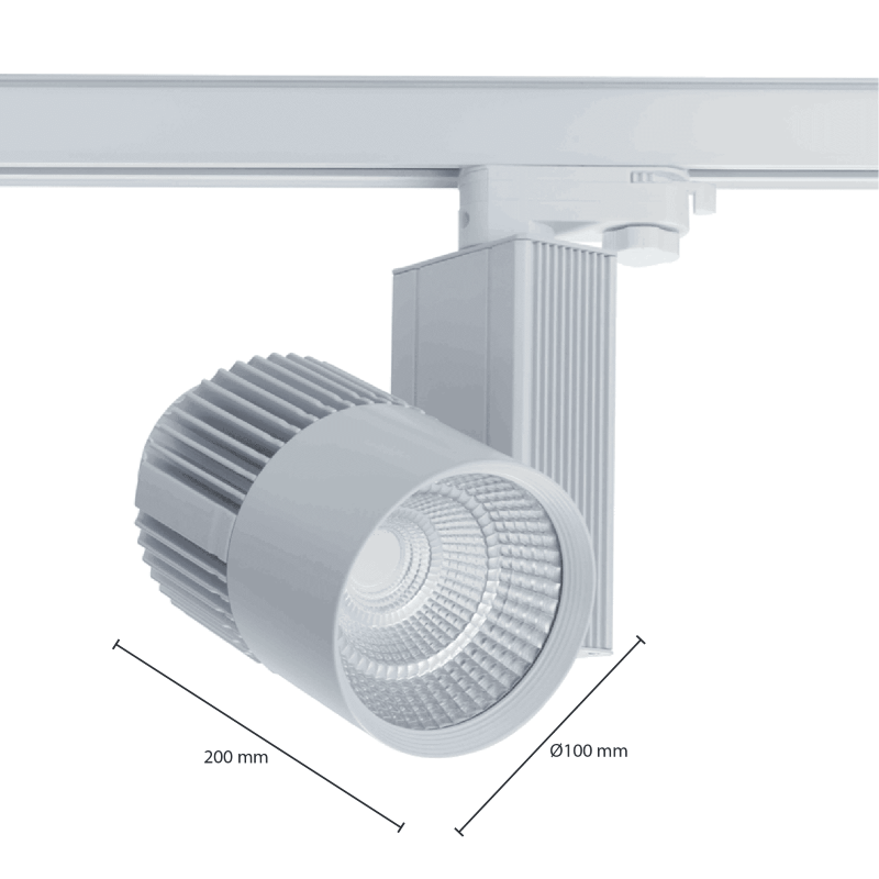 3-FASE RAILSPOT 40W CRI>95 WIT 4000K MDRLED