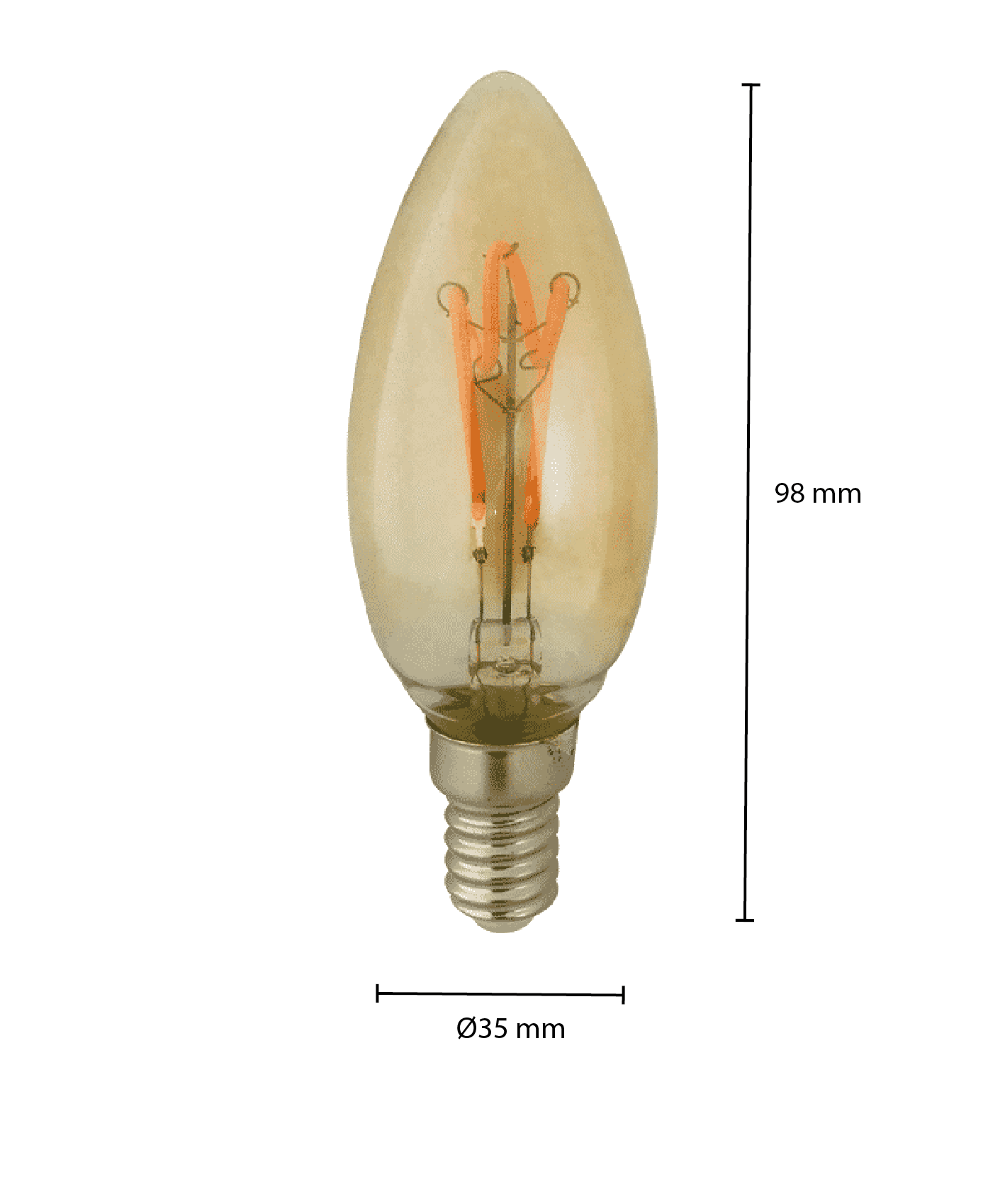 LED Filament E14 Kaars Amber 1.6MDRLED®