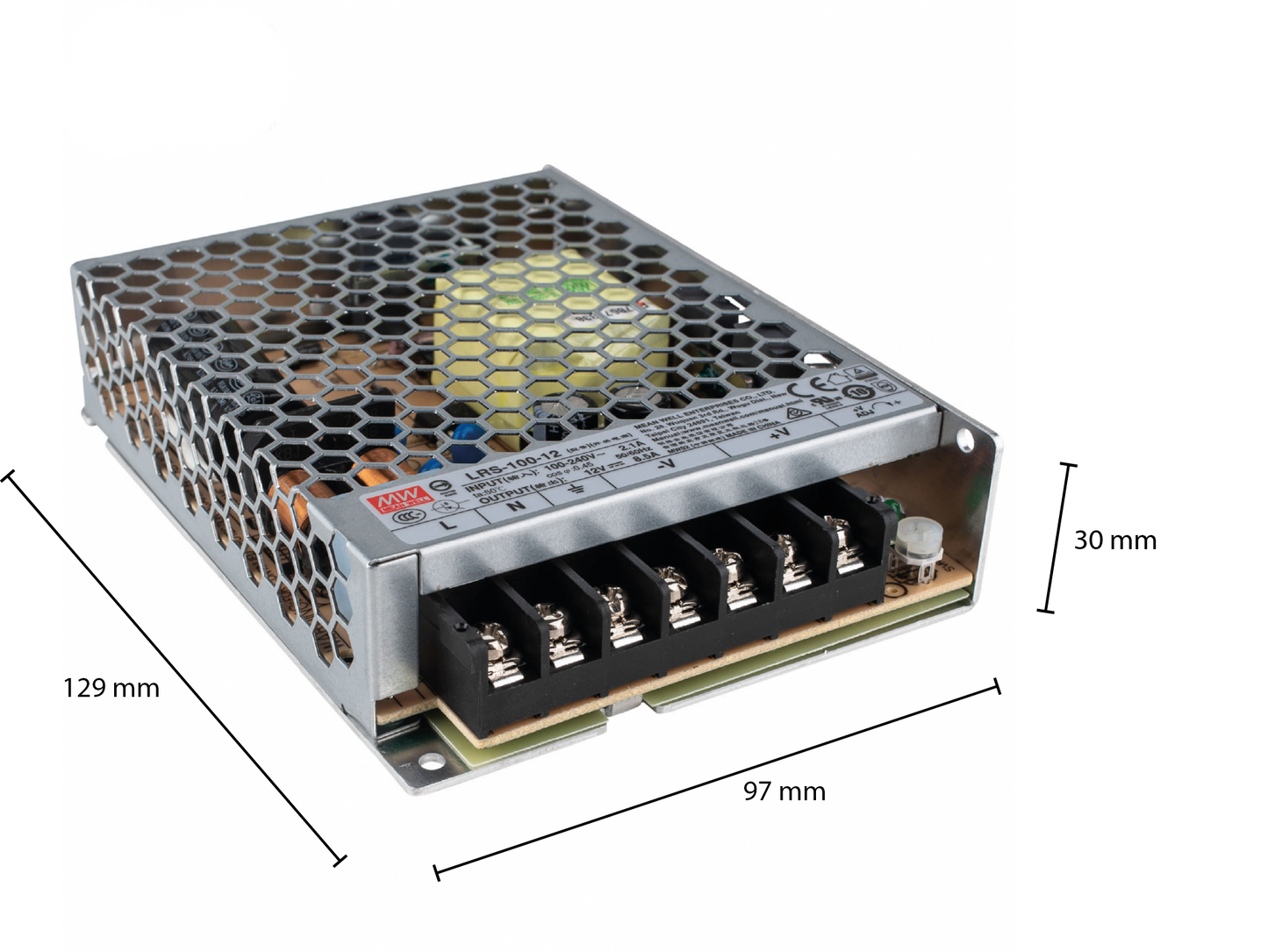 12V MEANWELL-TREIBER IP20 100W MDRLED®