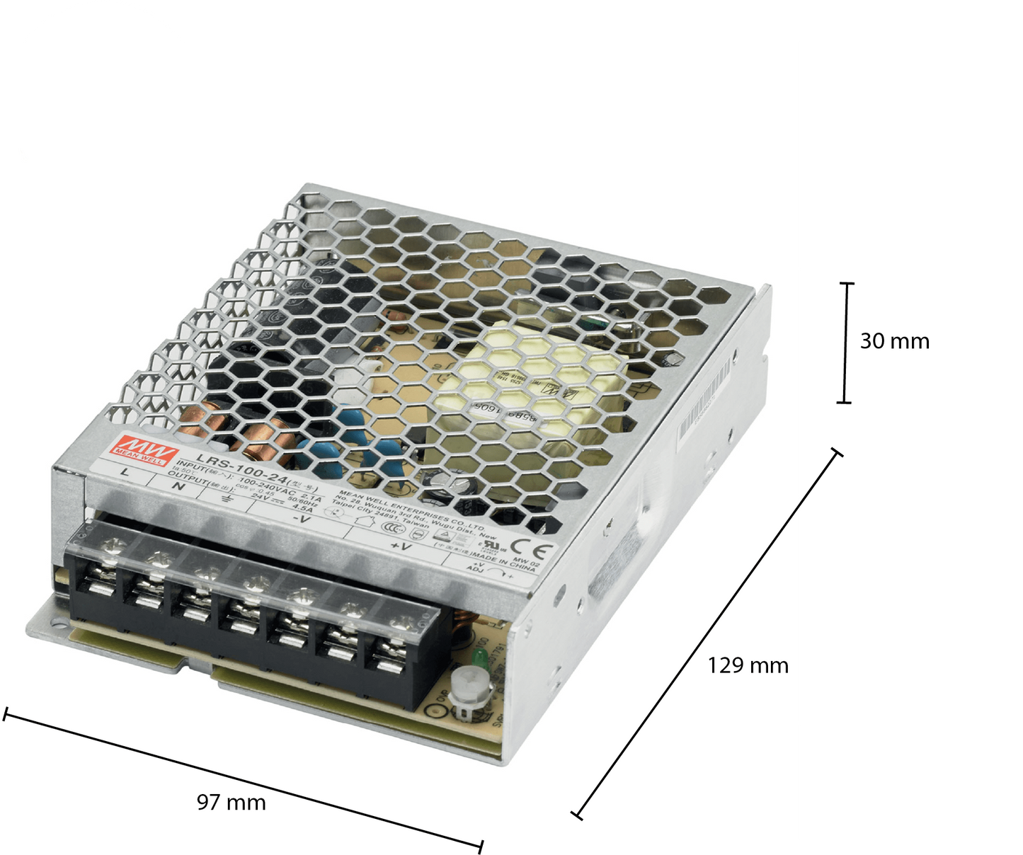 24V MEANWELL-TREIBER IP20 100W MDRLED®