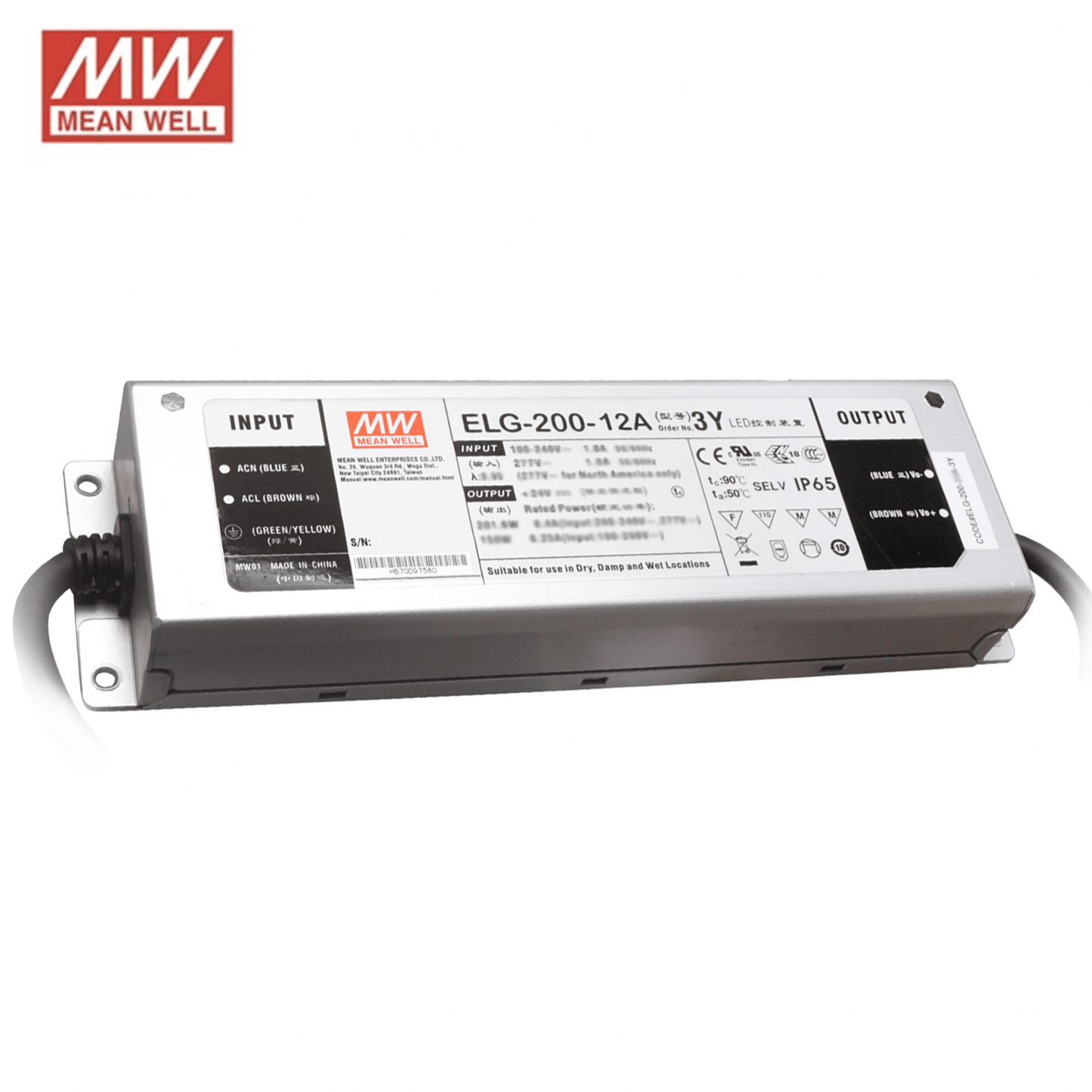 12V MEANWELL-TREIBER IP65 200W MDRLED®