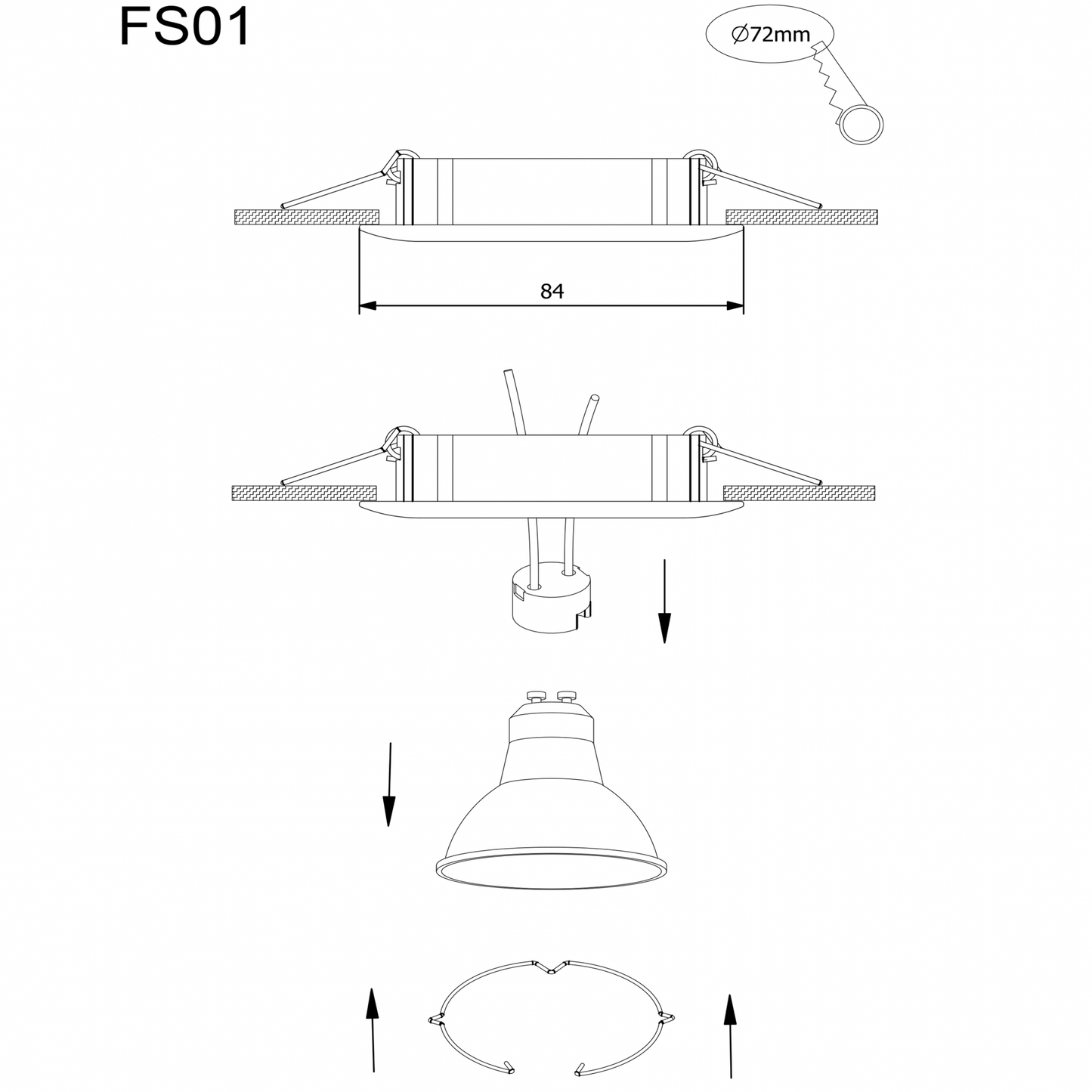 GU10 LEUCHTE SCHWENKBAR SILBER Ø70mm MDRLED®