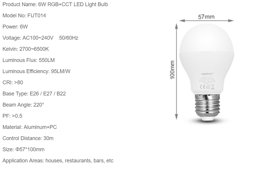 LED LAMP E27 6W RGB+CCT MDRLED®