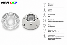 MR16 Lens 60° | Voor MR16 LED Module | Ø42 mm | Transparant | MDRLED®