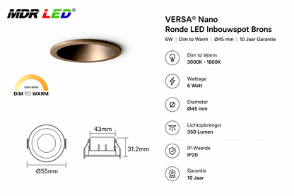 Versa Nano Rond Bronze Dim naar Warm