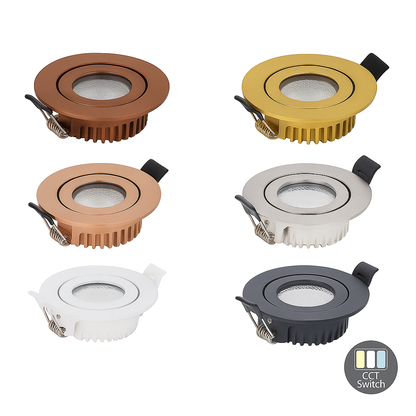 LED Inbouwspot  Luna  6W  Dimbaar  Zilver  CCT-Switch  IP65