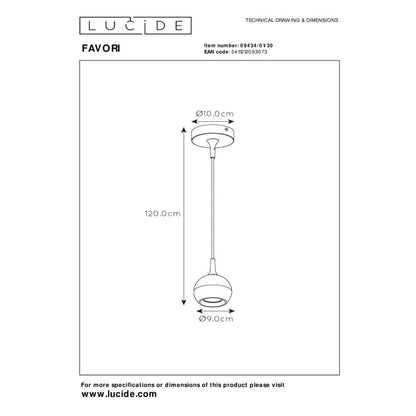 Lucide FAVORI Pendelleuchte Ø 9 cm 1xGU10 Schwarz MDRLED