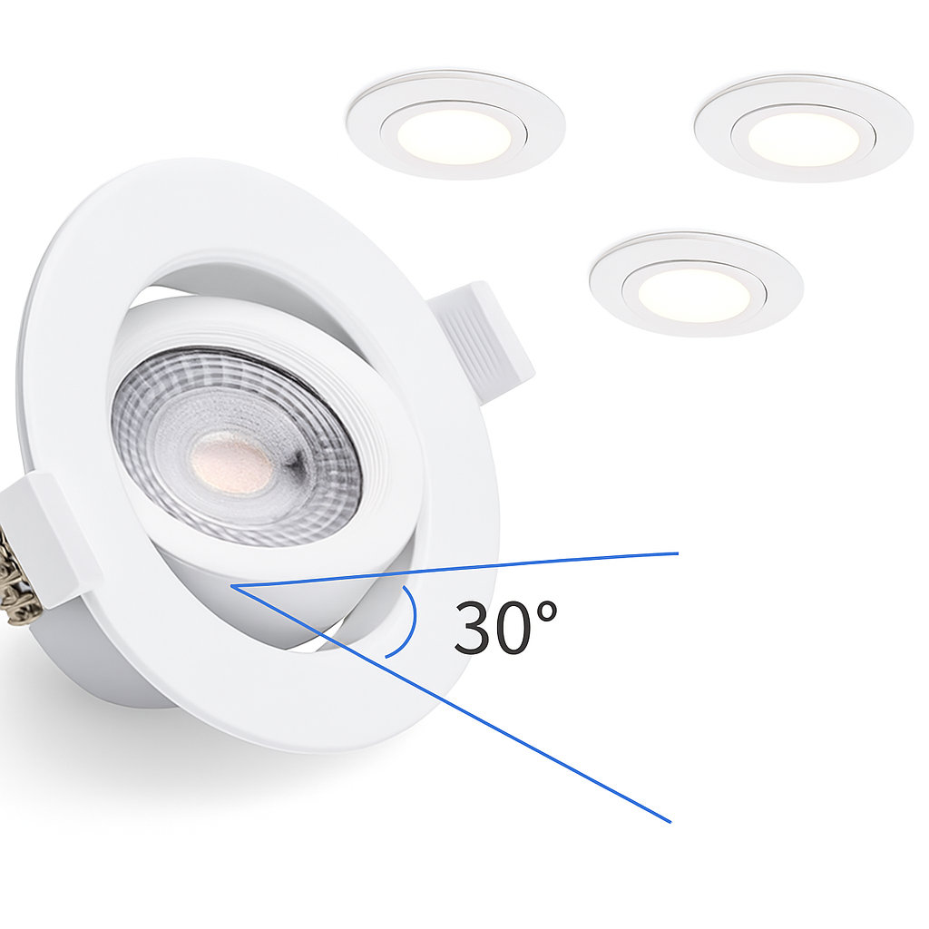 LED Einbaustrahler WEISS Dimmbar 6W - 4er Set 3000K Schwenkbar Einbautreiber MDRLED®