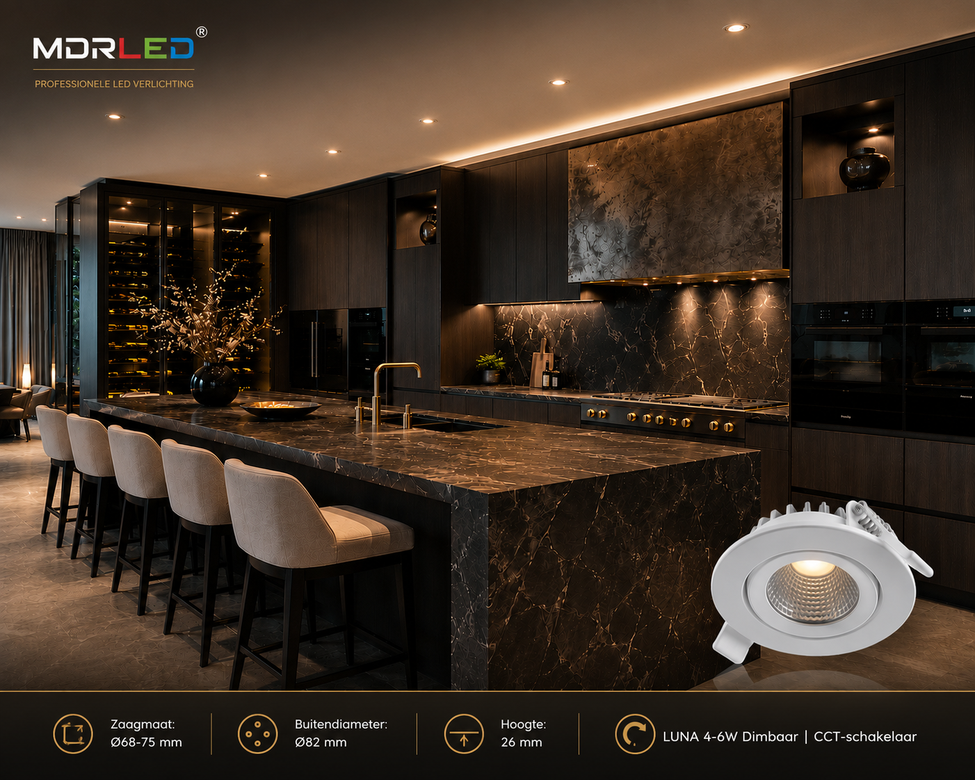 LED Inbouwspot Slim Fit 5W | Dim to Warm | Wit | IP44 | MDRLED®  ACTIE