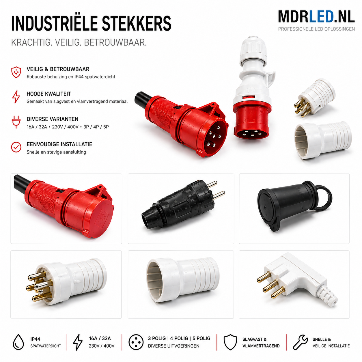 Perilex Stekker Verloop naar 2x230V over 2 Fasen Verdeeld - MDR LED®