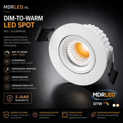 Inbouwspot 5W Dim to Warm Wit IP54 MDRLED