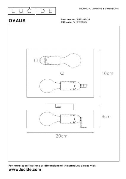 Lucide OVALIS - Kinkiet - 2xE14 - Czarny MDRLED