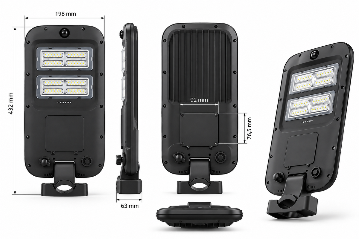 MDRLED® LED Solar Straatlamp 1800lm | 6000K | PIR + Daglichtsensor | IP65 | Gratis Muursteun