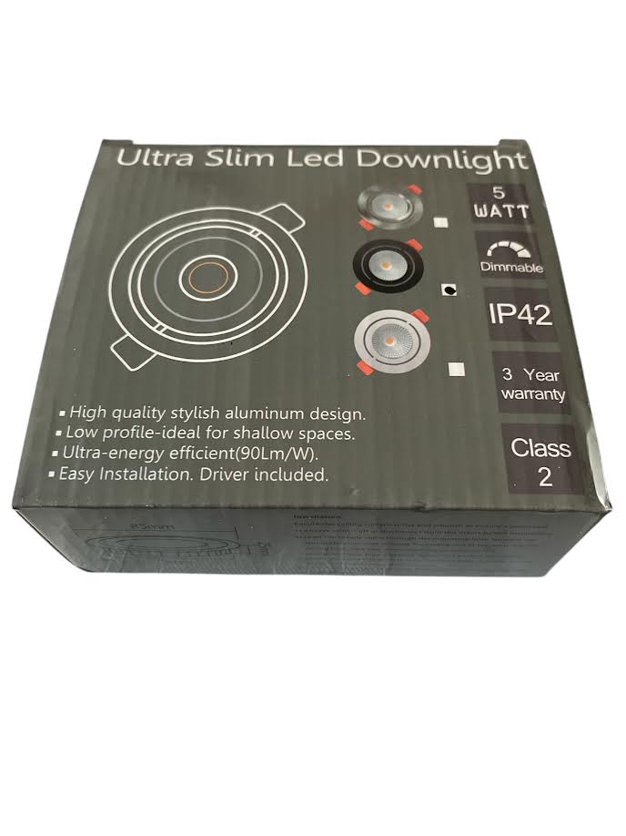 LED INBOUWSPOT MDR SLIM-FIT  5W  DIM  ZWART Zaagmaat: Ø75-80mm 2200K  SUPER Actie  MDRLED®