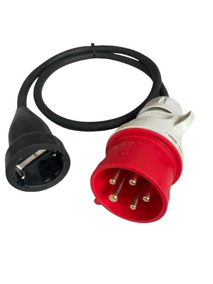 Adapter CEE 5-stykowy 16A 400 V do 3-żyłowej wtyczki 230 V AC z diodą LED MDR.