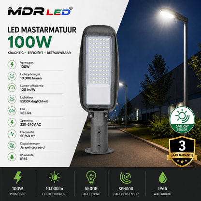 MDRLED® LED Mastarmatuur 100W | 10.000lm | 5500K | Sensor | IP65 Tijdelike Actie