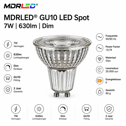 GU10 LED spot | 7W | 630lm | Dimbaar