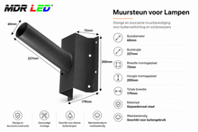Muursteun Ø60mm Antraciet | Staal | 105° Hoek | MDRLED®