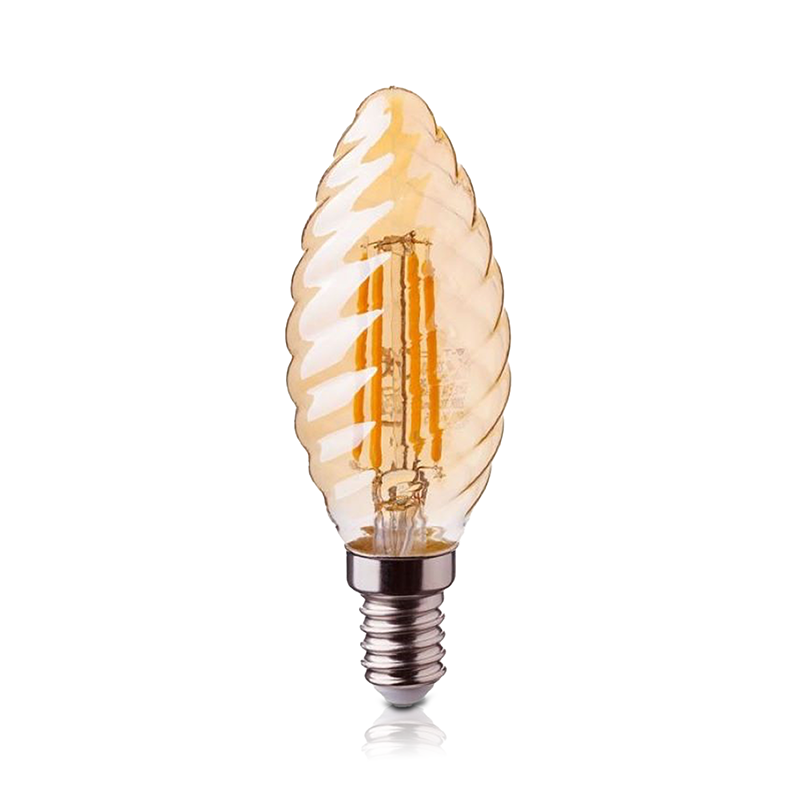 LED-Filament E14 Kerzenlampe mit Bernsteinglas - Dimmbar, 2W, 2400K MDRLED®
