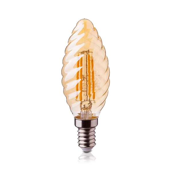 Żarówka LED Filament E14 Candle z bursztynowym szkłem - ściemnialna, 2 W, 2400 K MDRLED®