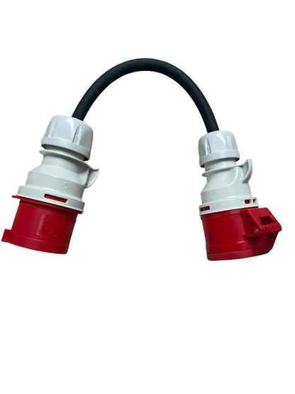 Adapterkabel 5x2,5mm² 5-polig – Ingang CEE 32A 5p Stekker, Uitgang CEE 16A 5p